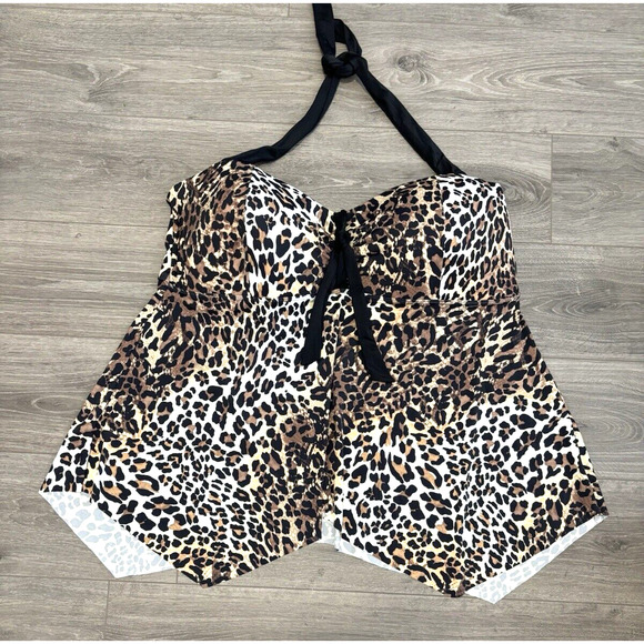 Swimsuits‎ For All Cheetah Print Tankini Top - Women's Plus Size 30 Beach Resort - Picture 1 of 3